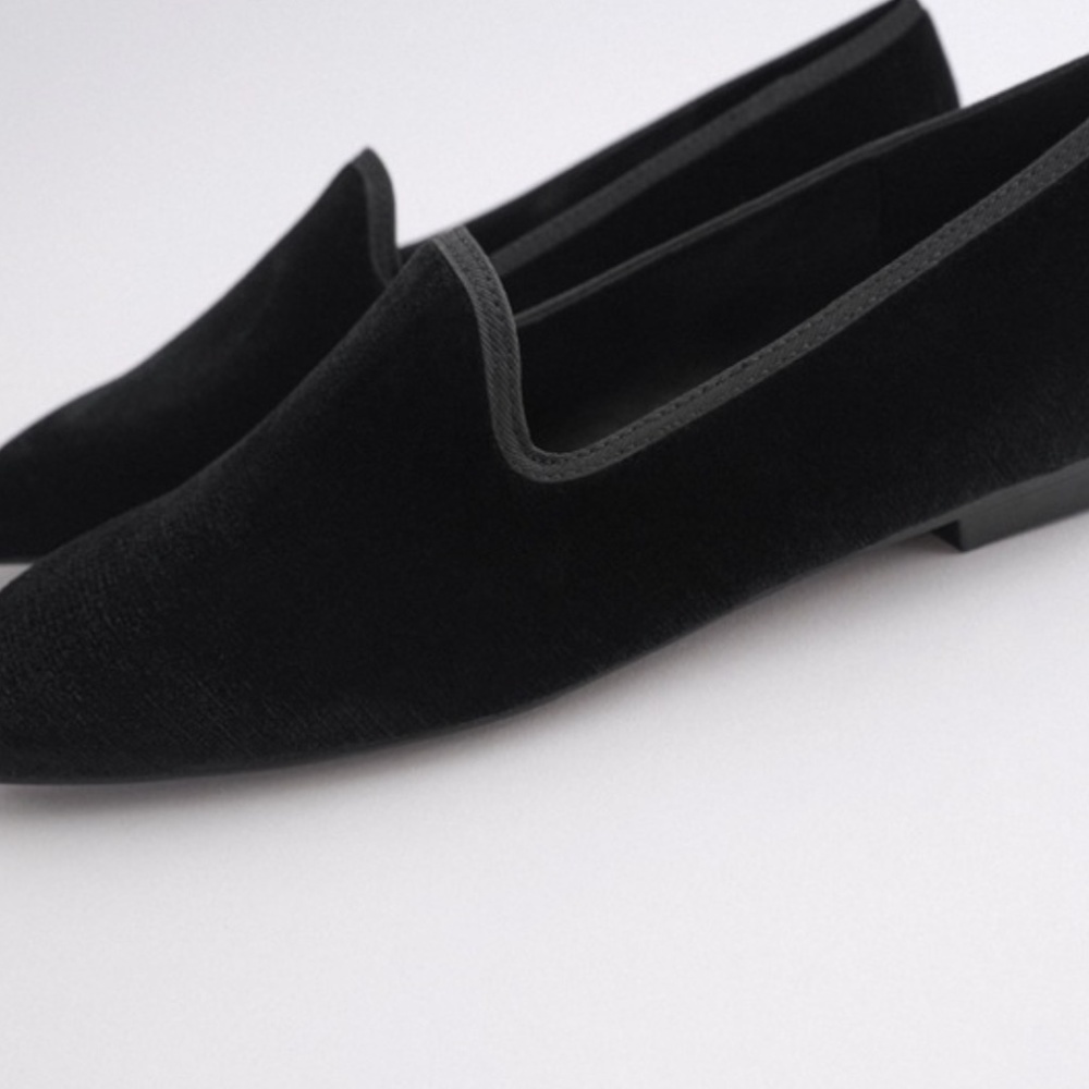 Zara Black Velvet Loafers